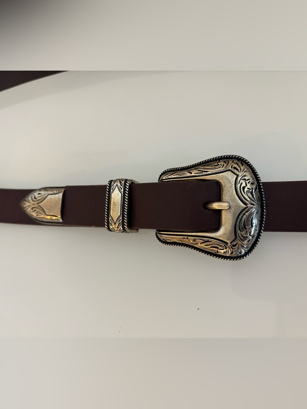 Aritzia Auxiliary Genuine Leather Western Belt XL Dark Brown